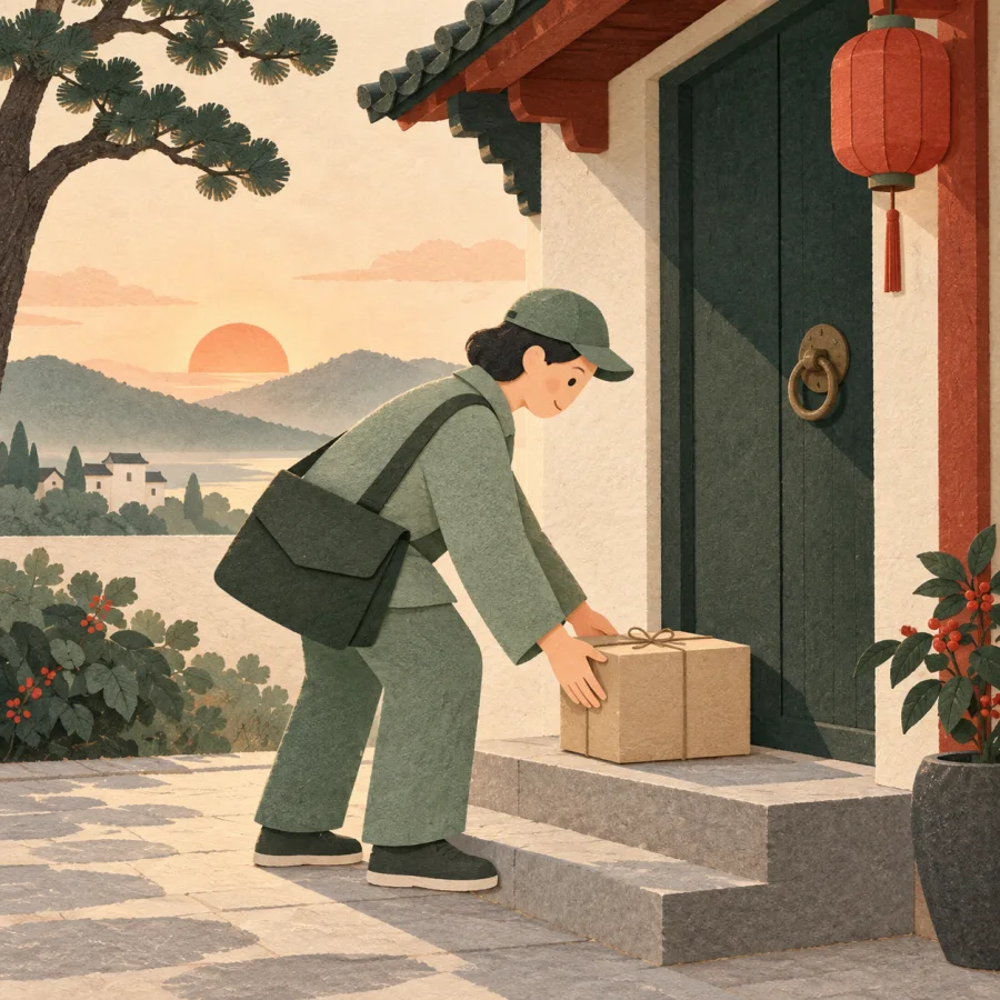 A person delivering a parcel early