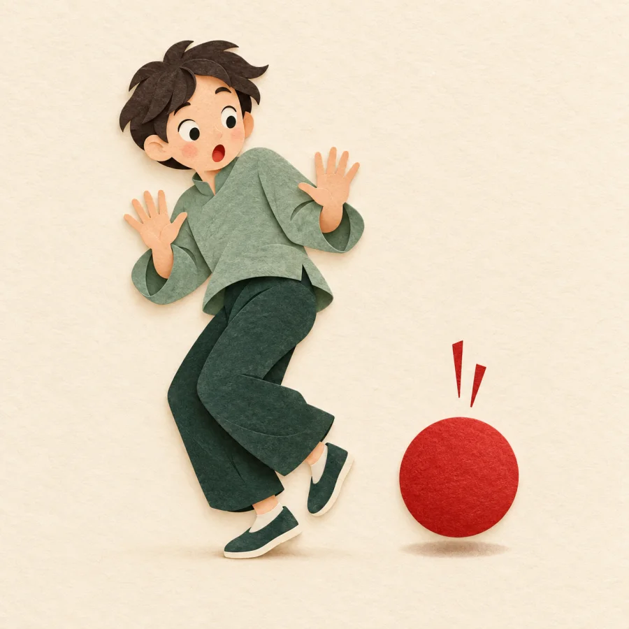 คนตกใจกับลูกบอล