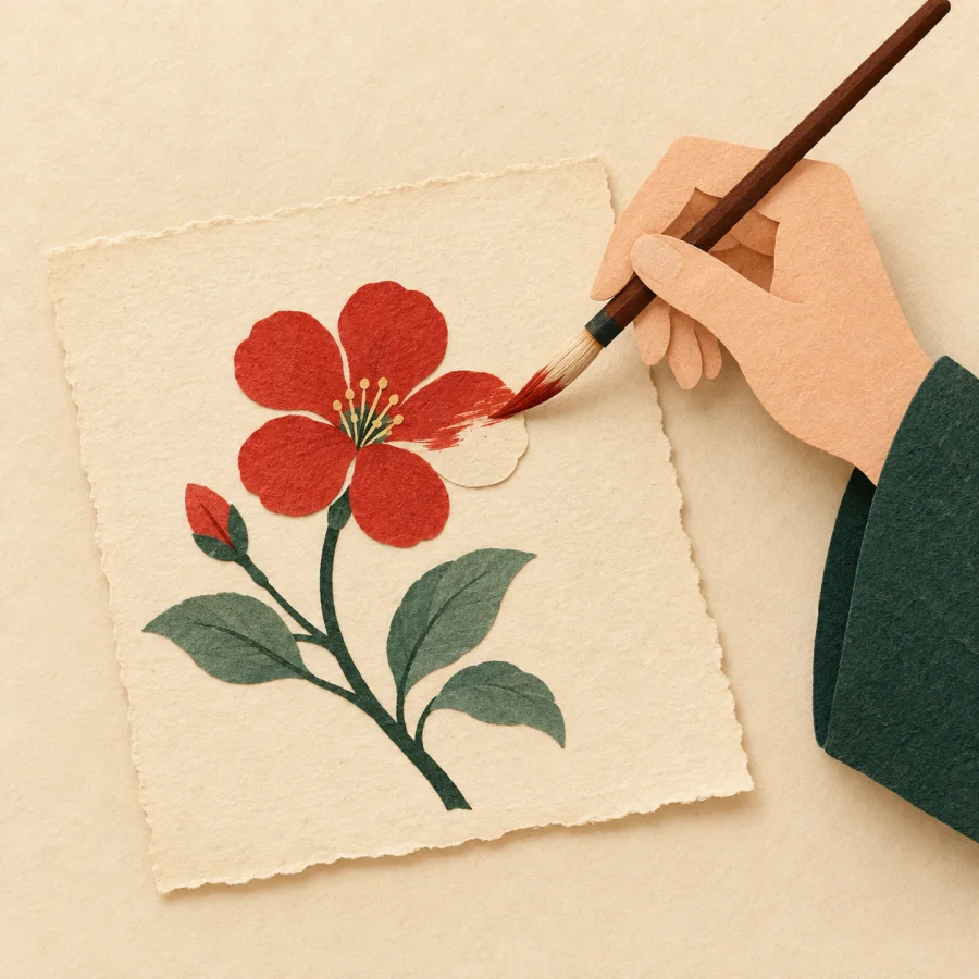 Una persona pintando una flor