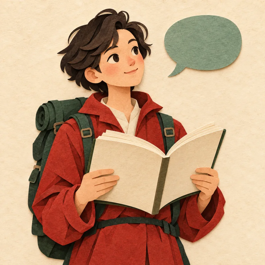 Una persona que viaja con un libro en la mano