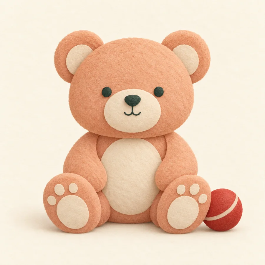 Ein Teddybär und ein Ball