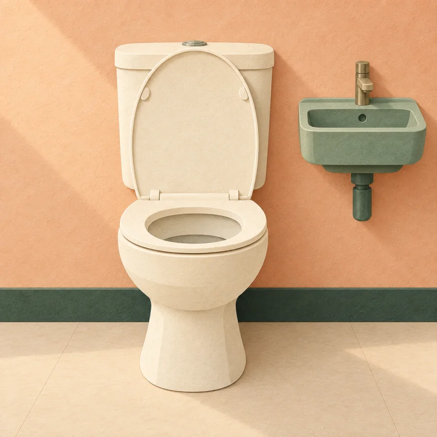 Eine Toilette und ein Waschbecken