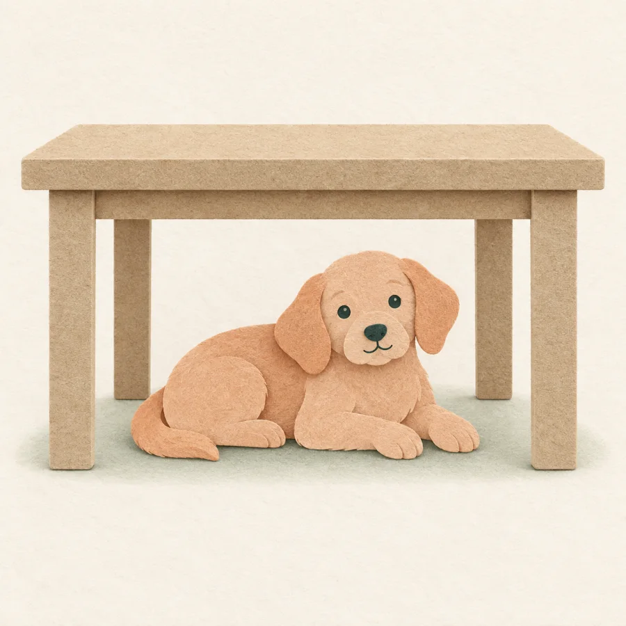 Masanın altındaki bir köpek