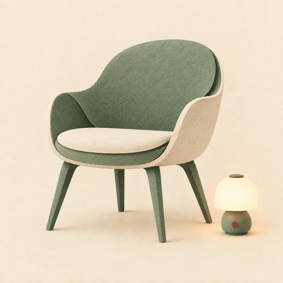 Une chaise à côté d'une lampe intelligente