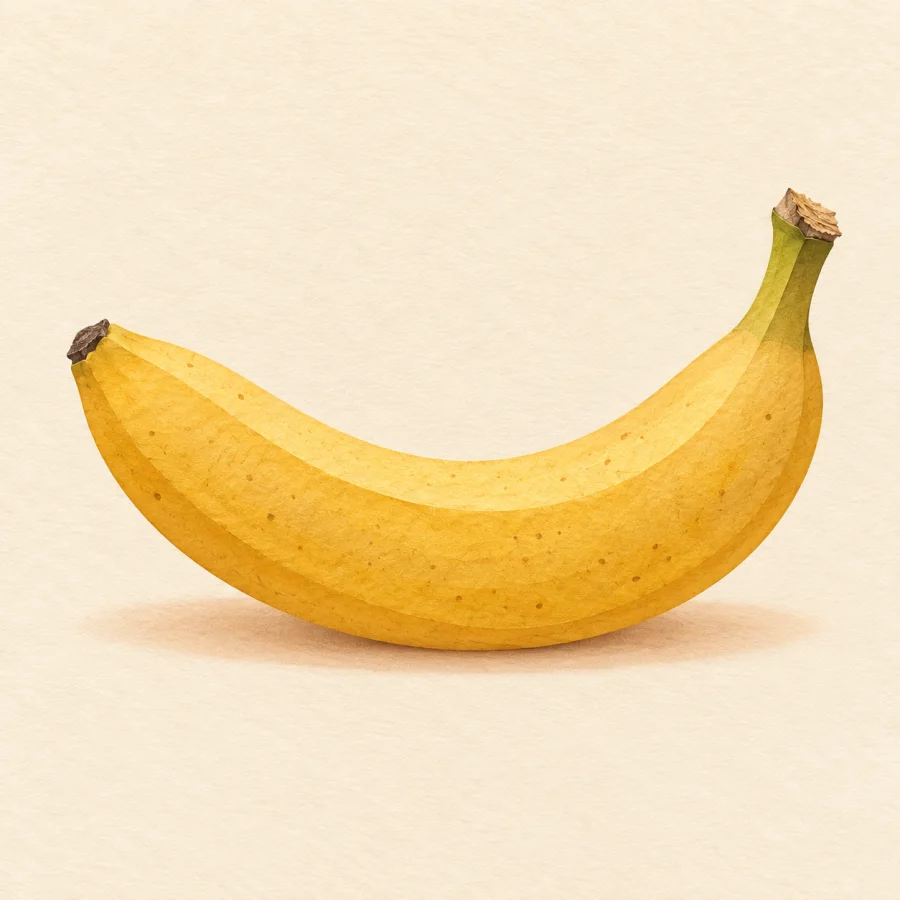Une banane mûre posée sur une surface