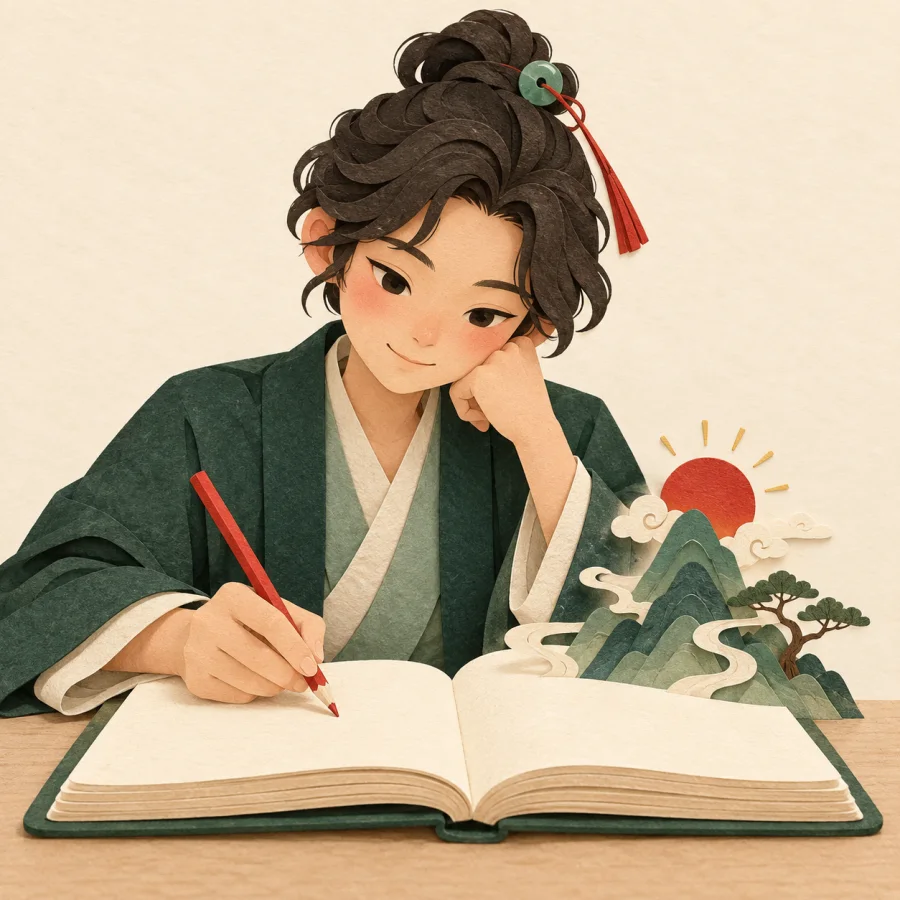 A person writing in a notebook