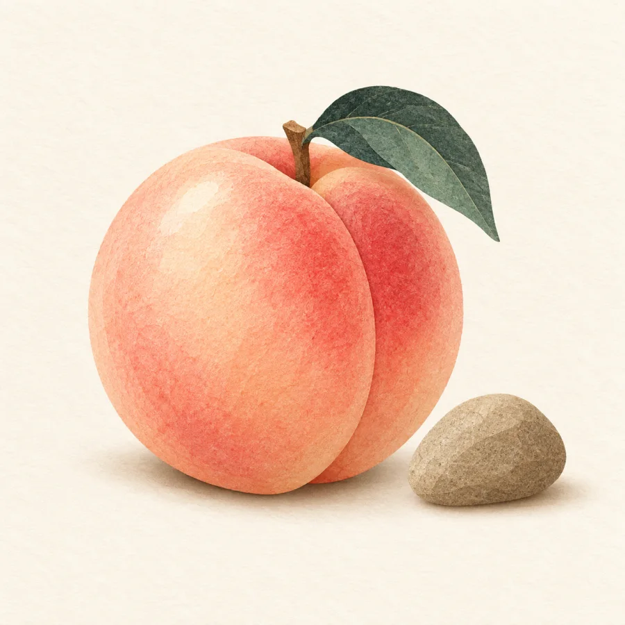 Una fruta junto a una piedra