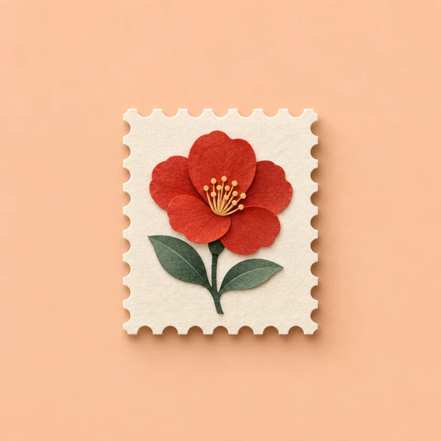 Um selo com uma flor
