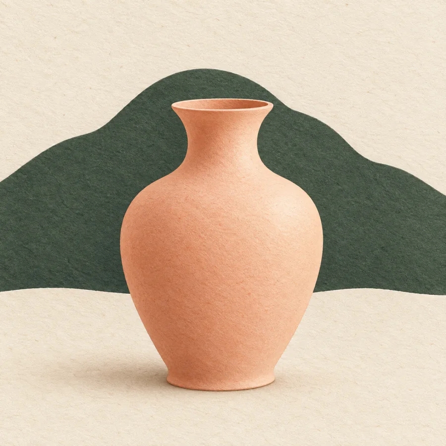 A vase before a hill