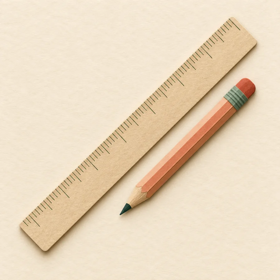 Ein Lineal neben einem Bleistift