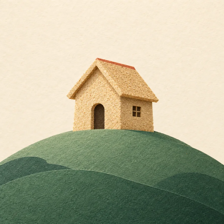 Uma casa no topo de uma colina