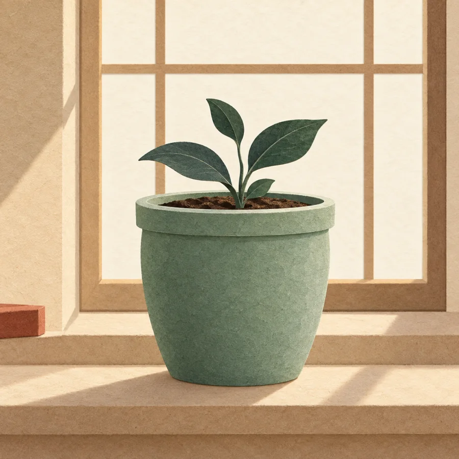 Um vaso de flores sobre um peitoril de janela