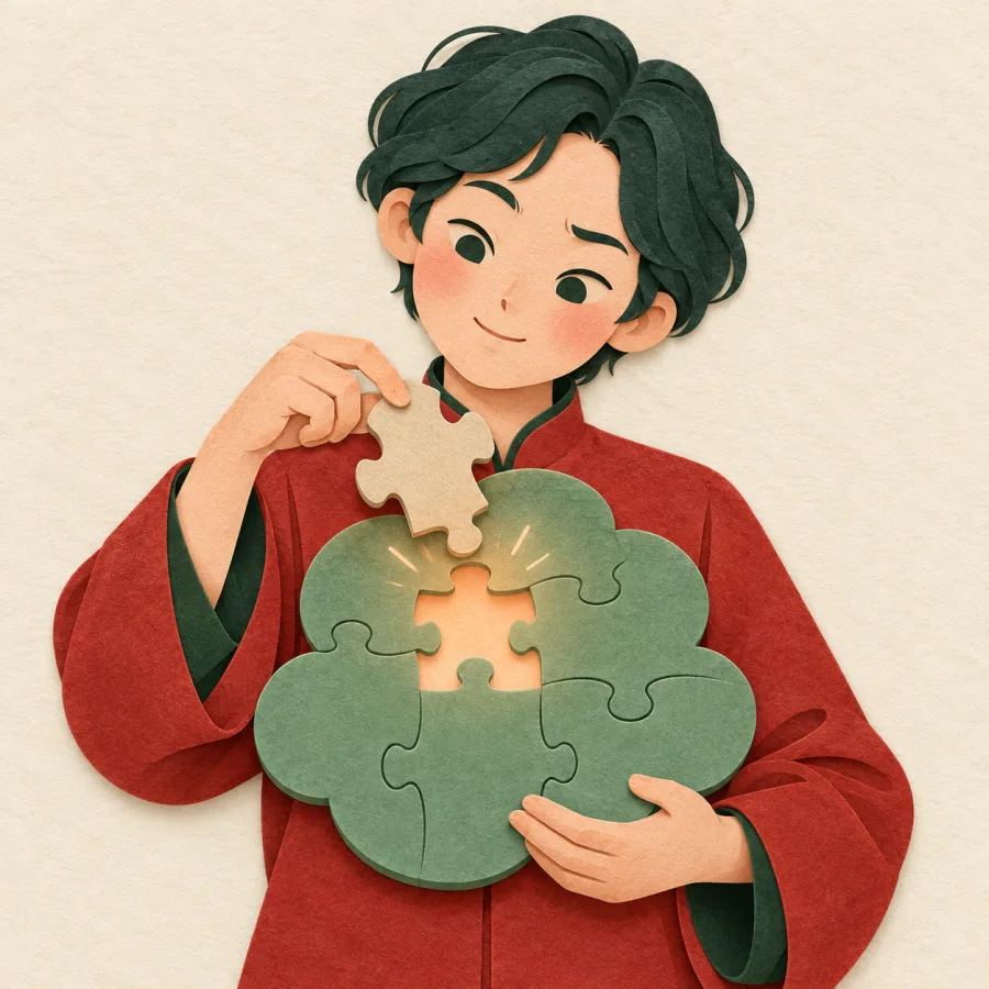 A person holding a puzzle piece