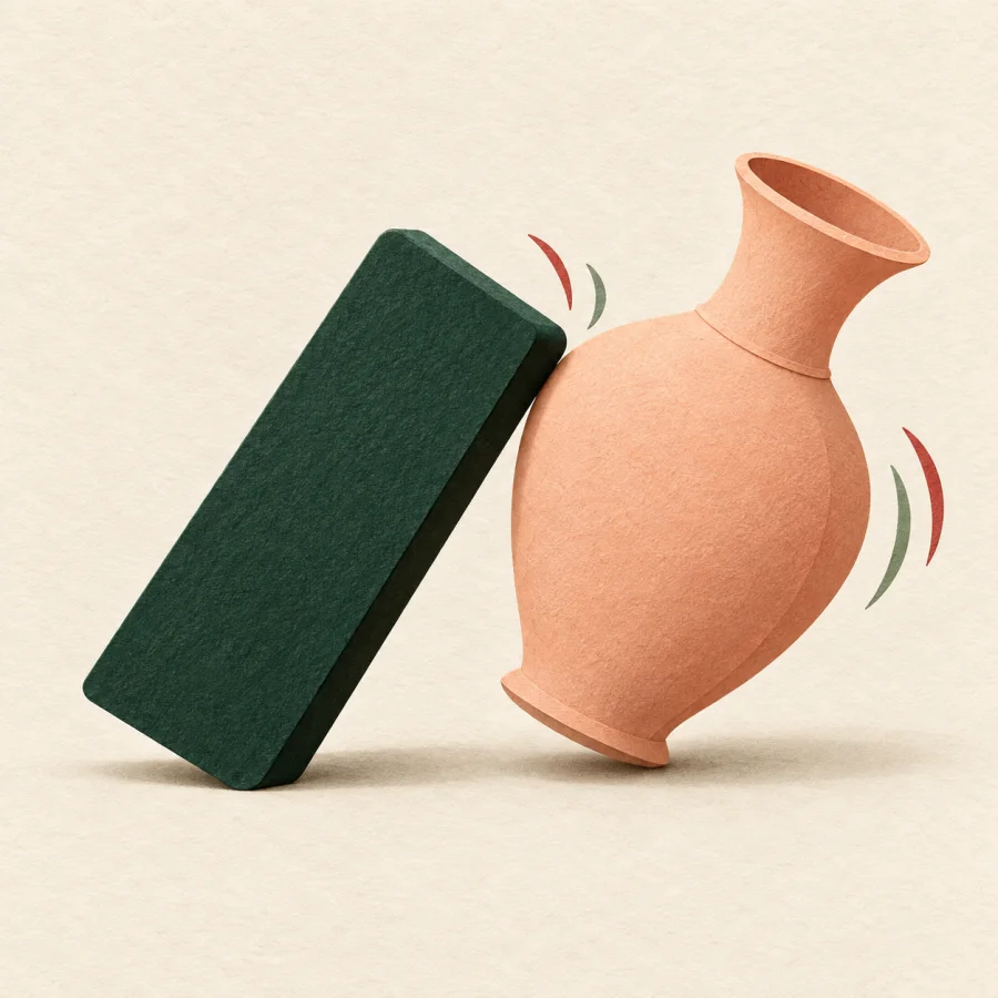 Un domino qui fait tomber un vase