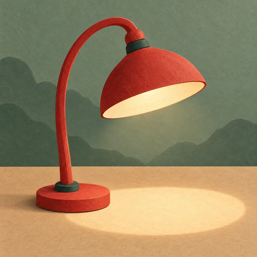 Une lampe qui éclaire une table