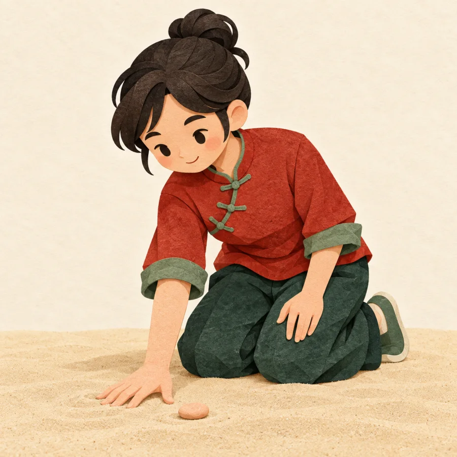 Une personne touchant le sol