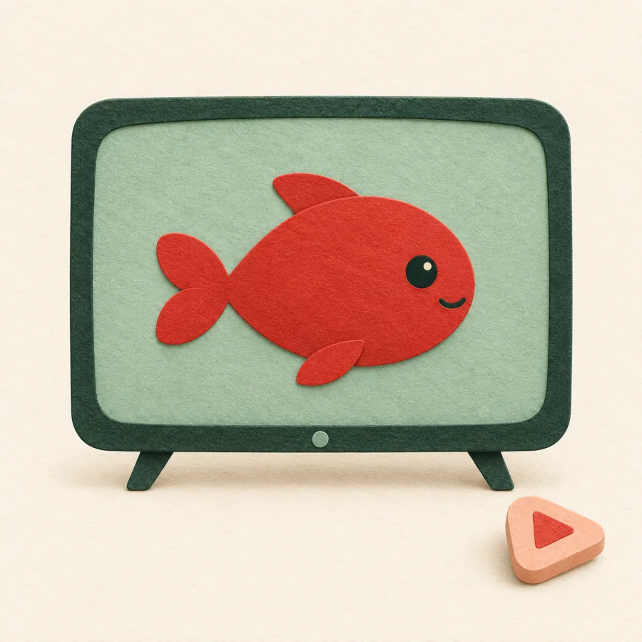 Un poisson de dessin animé sur un écran