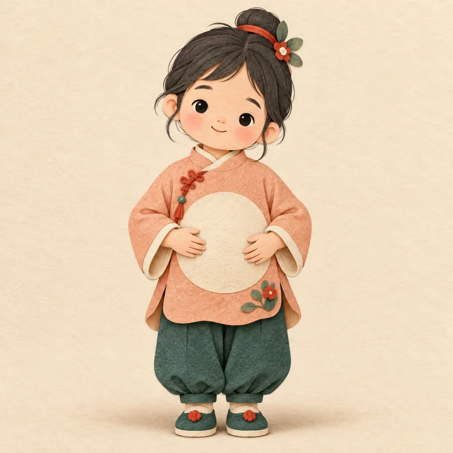 A child holding their belly