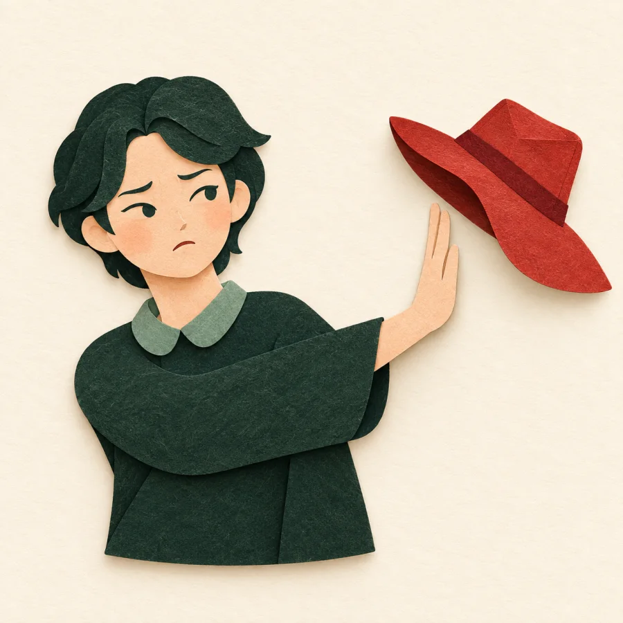 Seseorang menolak topi