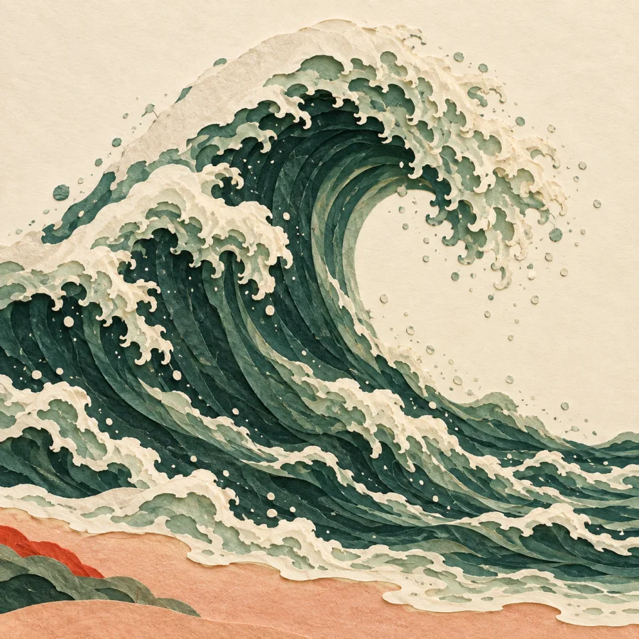 A wave reaching its peak