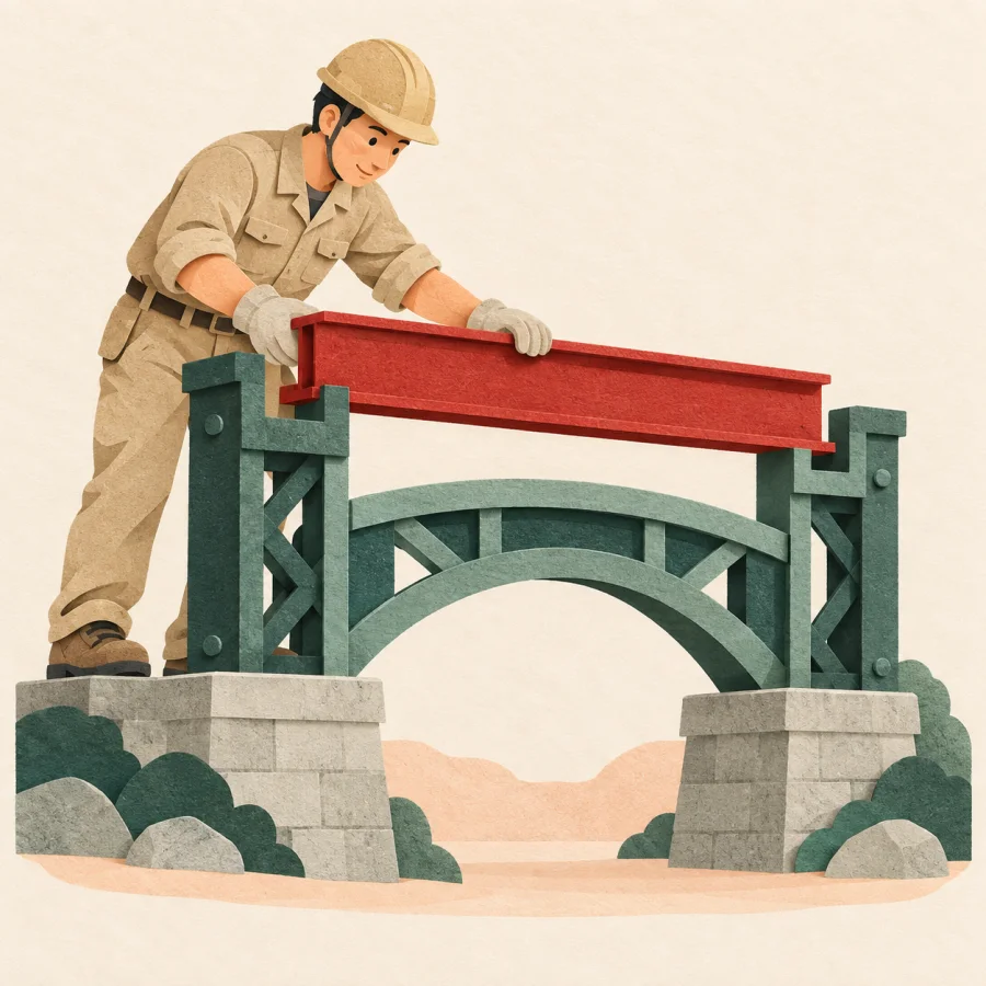 Una persona construyendo un puente