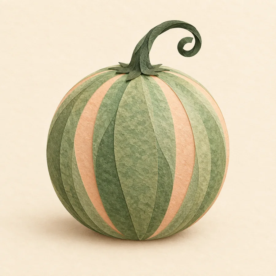 Eine runde Melone mit Stiel