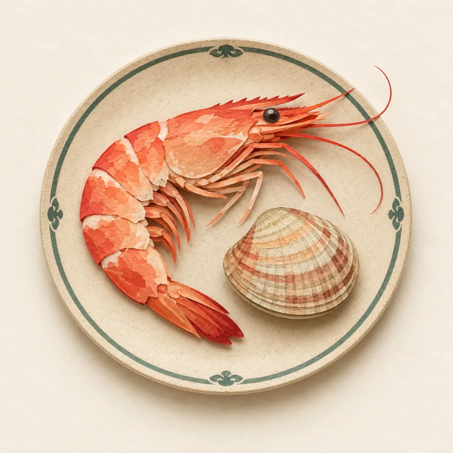 Sepiring udang dan kerang