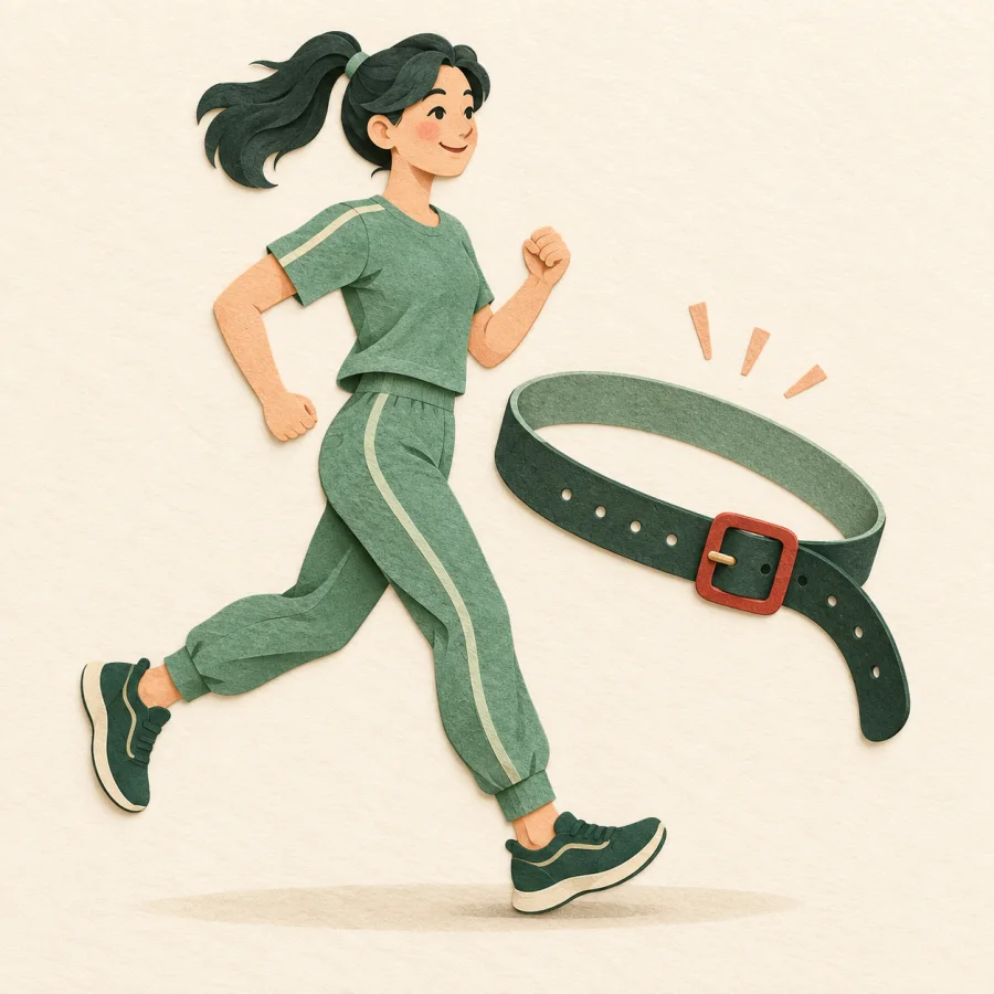 A person jogging beside a belt