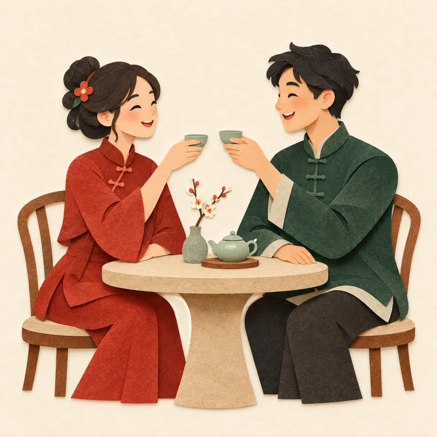 เพื่อนสองคนกำลังทักทายกัน