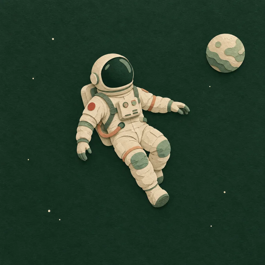 An astronaut near a planet