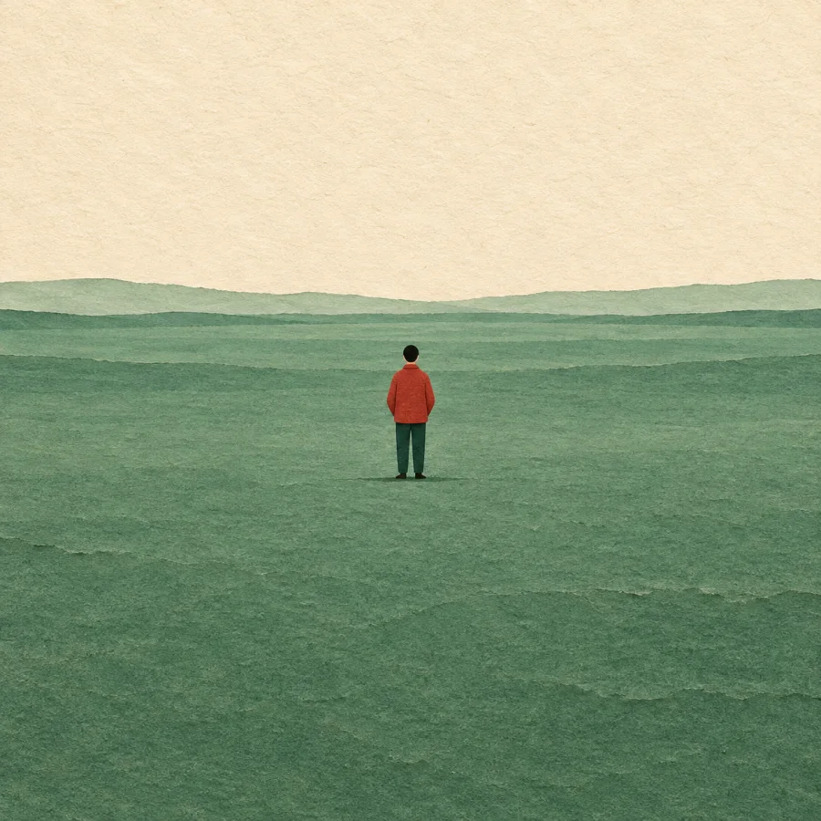 A person on an open plain