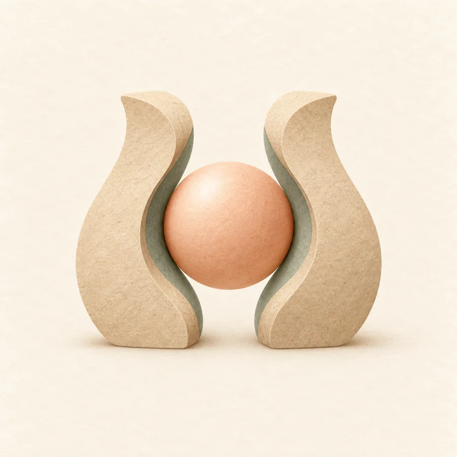 Curved bookends around a bead