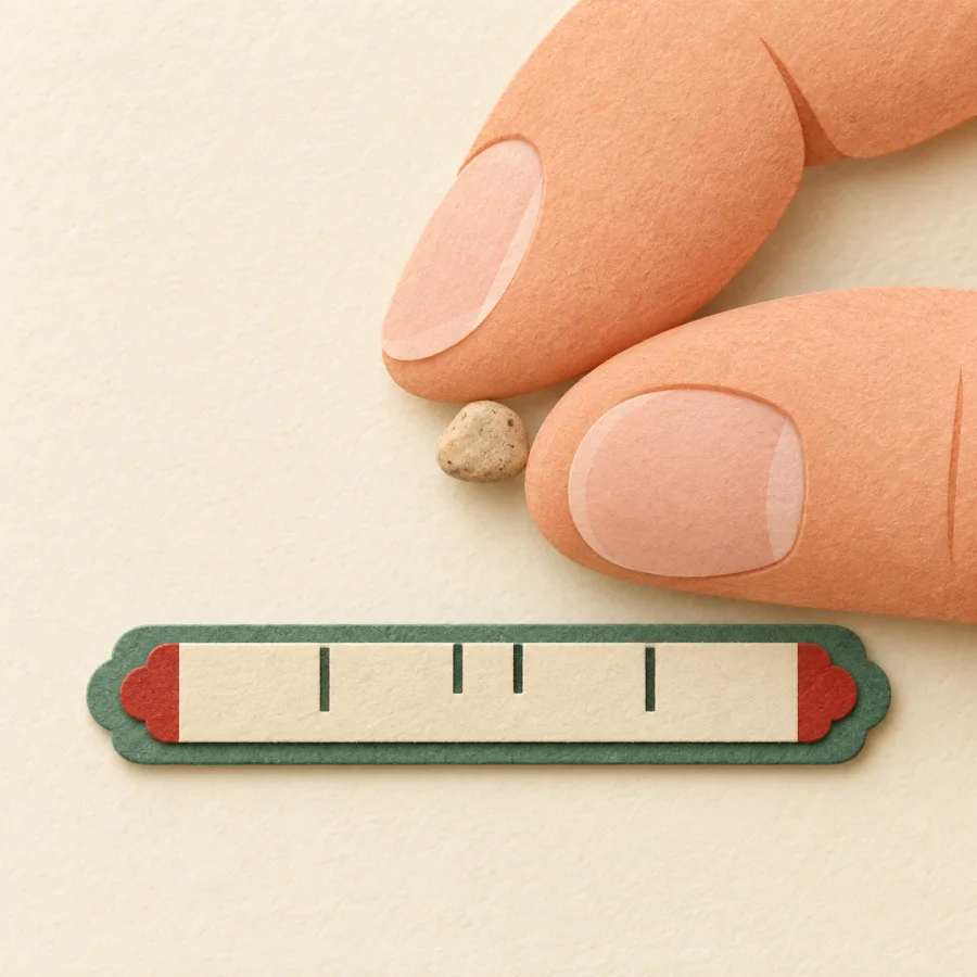Des doigts mesurant un tout petit objet