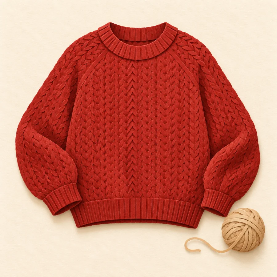 Sweter di sebelah gulungan benang
