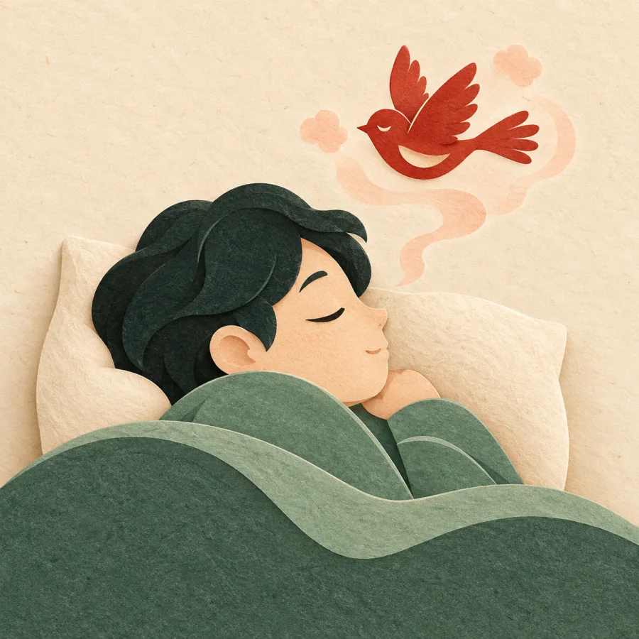 Seseorang yang sedang tidur bermimpi tentang burung