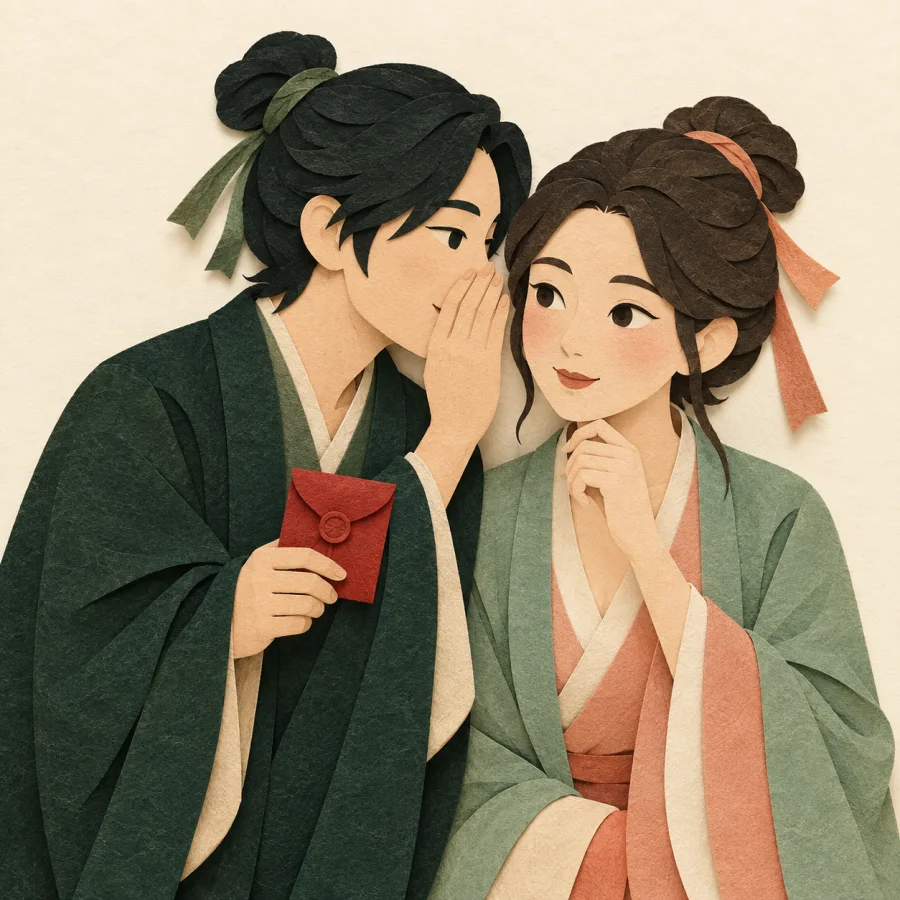 คนหนึ่งกำลังกระซิบบอกอีกคน