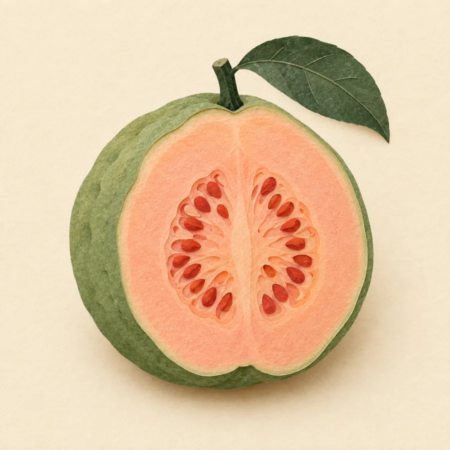 Una fruta cortada que muestra su interior