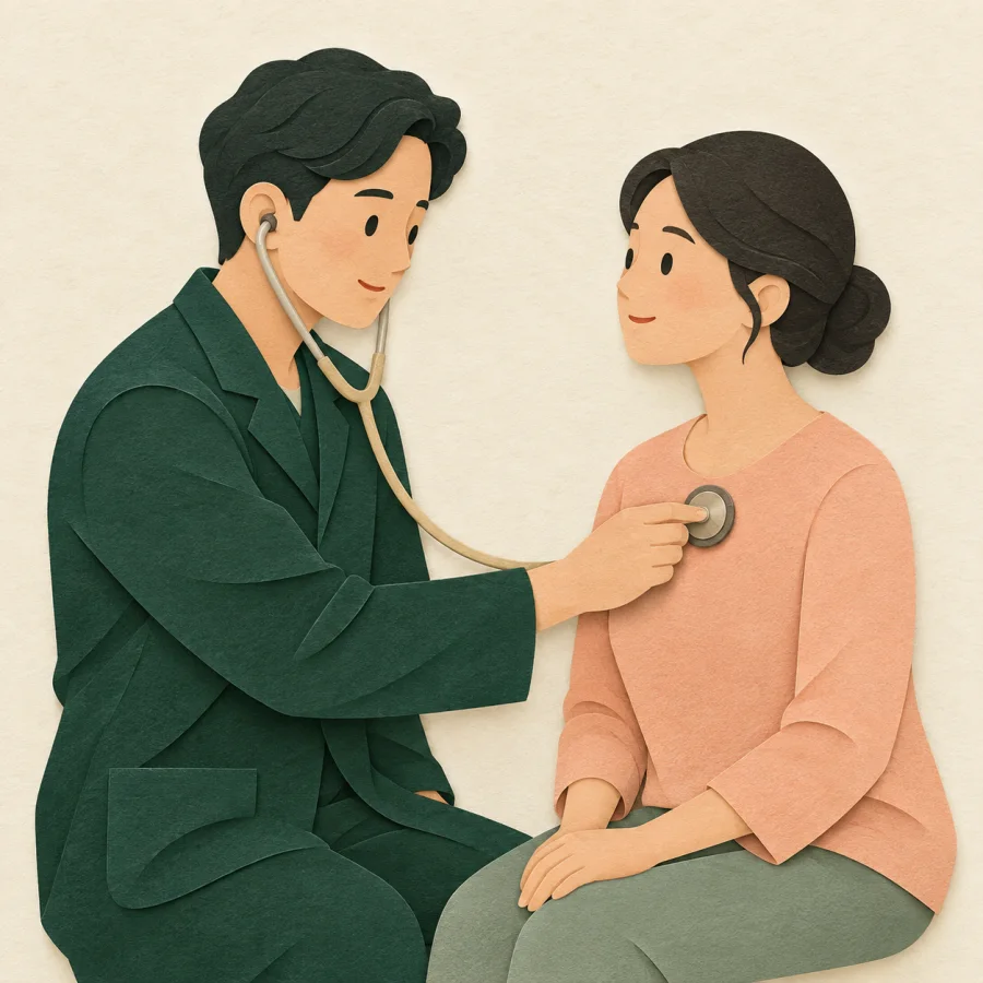 หมอกำลังตรวจคนไข้