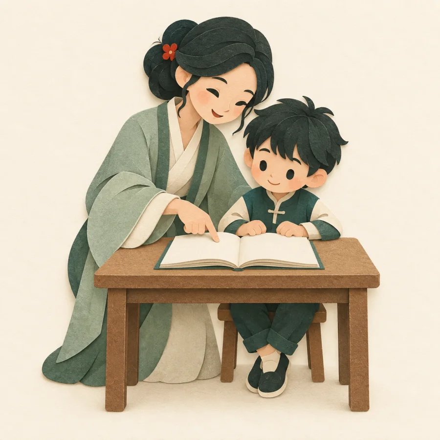 A teacher guiding a student