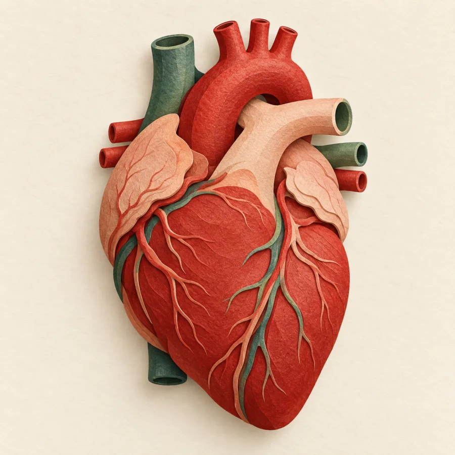 Un modelo médico con forma de corazón