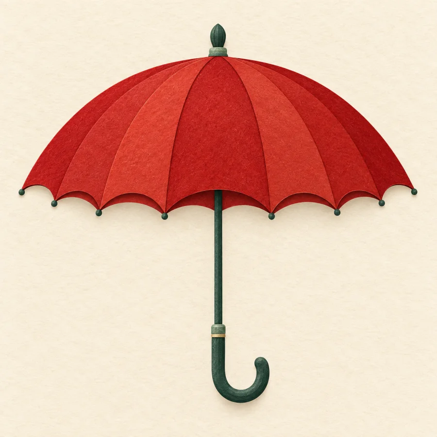 Um guarda-chuva aberto com cabo