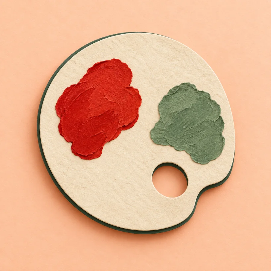 Eine Palette mit Farbtupfern