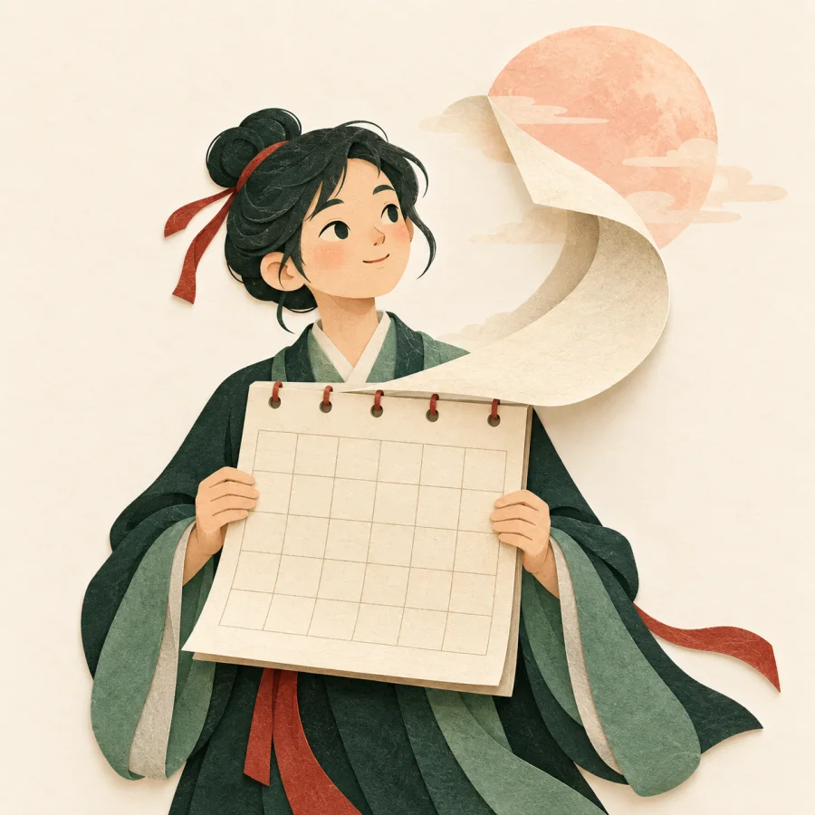 Una persona sosteniendo un calendario anterior