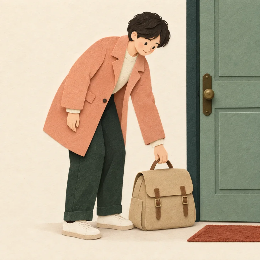Una bolsa lista junto a la puerta