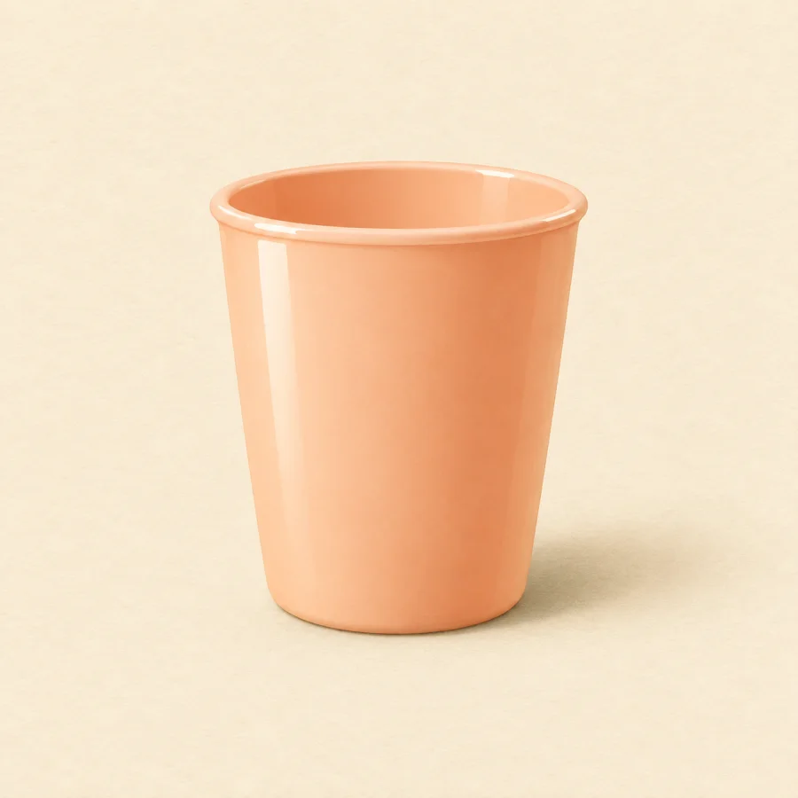 A molded cup with a rounded edge