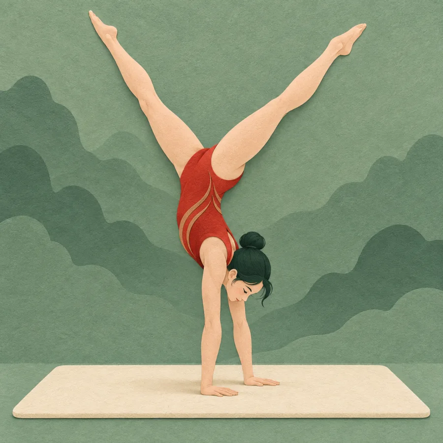 A gymnast doing a handstand