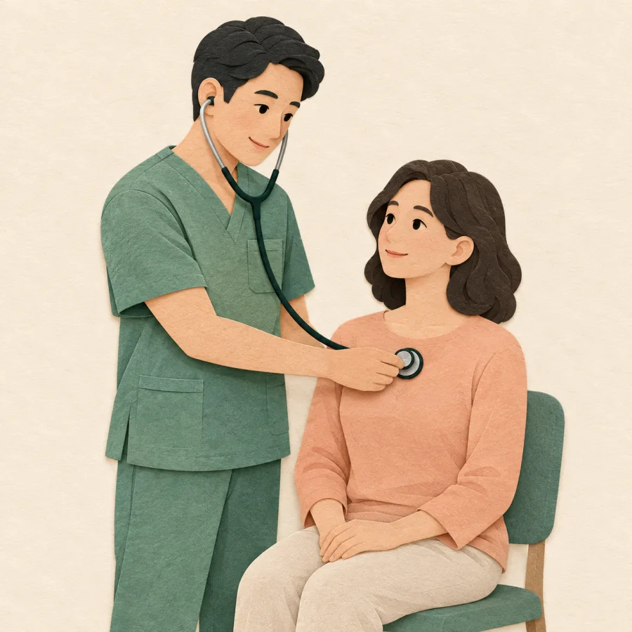 Un médico examinando a un paciente