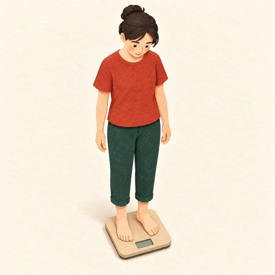 Une personne debout sur une balance