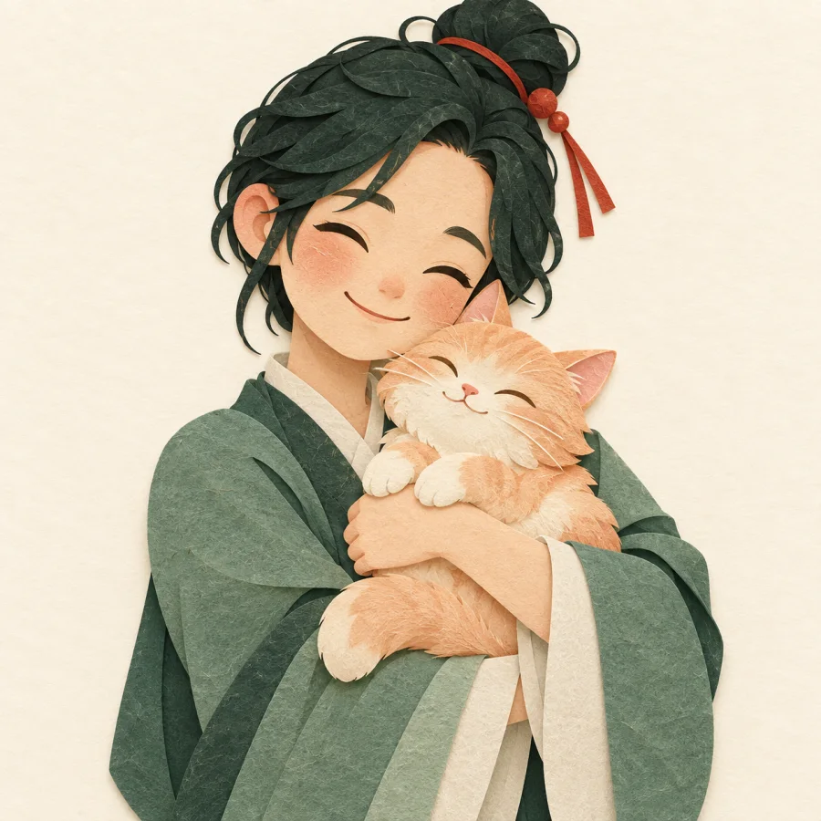 A person hugging a cat
