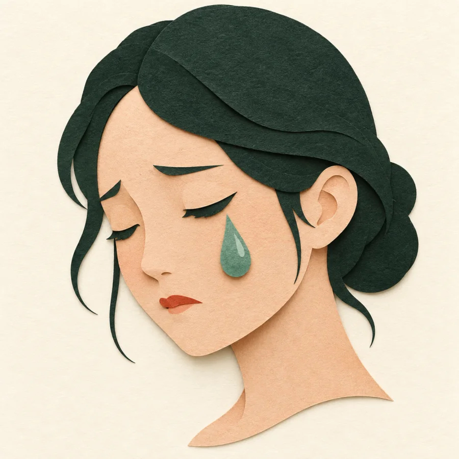 ใบหน้าที่มีน้ำตาไหล